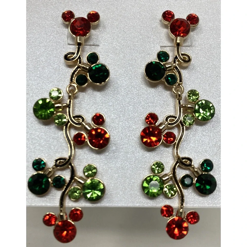 BAUBLEBAR X DISNEY Red & Green Mickey Christmas String Lights Dangle Earrings‎